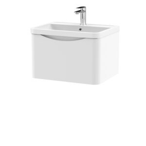 Nuie 600mm Wall Hung 1 Drawer Vanity & Polymarble Basin LUN105