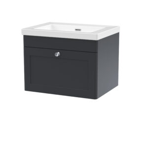Nuie 600mm Wall Hung 1-Drawer Vanity with Basin - 0 Tap Hole CLC1494K