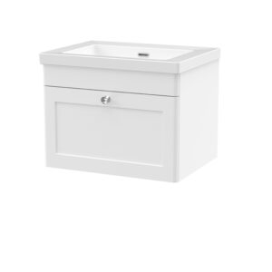 Nuie 600mm Wall Hung 1-Drawer Vanity with Basin - 0 Tap Hole CLC194K