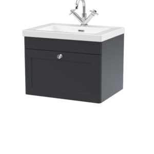 Nuie 600mm Wall Hung 1-Drawer Vanity with Basin - 1 Tap Hole CLC1494L