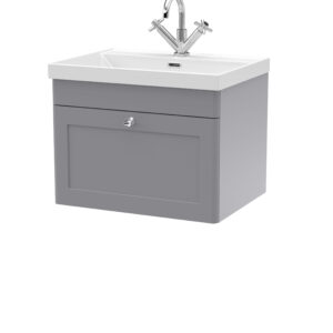Nuie 600mm Wall Hung 1-Drawer Vanity with Basin - 1 Tap Hole CLC294E