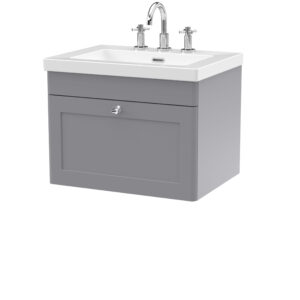 Nuie 600mm Wall Hung 1-Drawer Vanity with Basin - 3 Tap Hole CLC294M