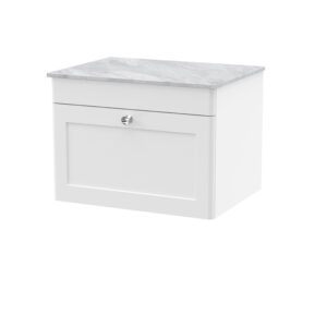 Nuie 600mm Wall Hung 1-Drawer Vanity with Marble Top CLC194GMT