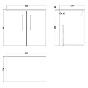 Nuie-600mm-Wall-Hung-2-Door-Vanity-Laminate-Top-ARN623LSW-3