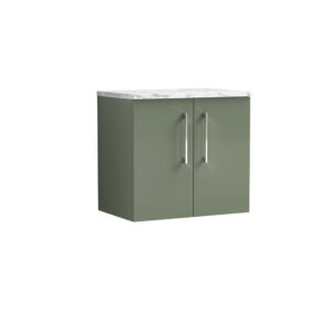 Nuie 600mm Wall Hung 2-Door Vanity & Laminate Worktop ARN823LCM