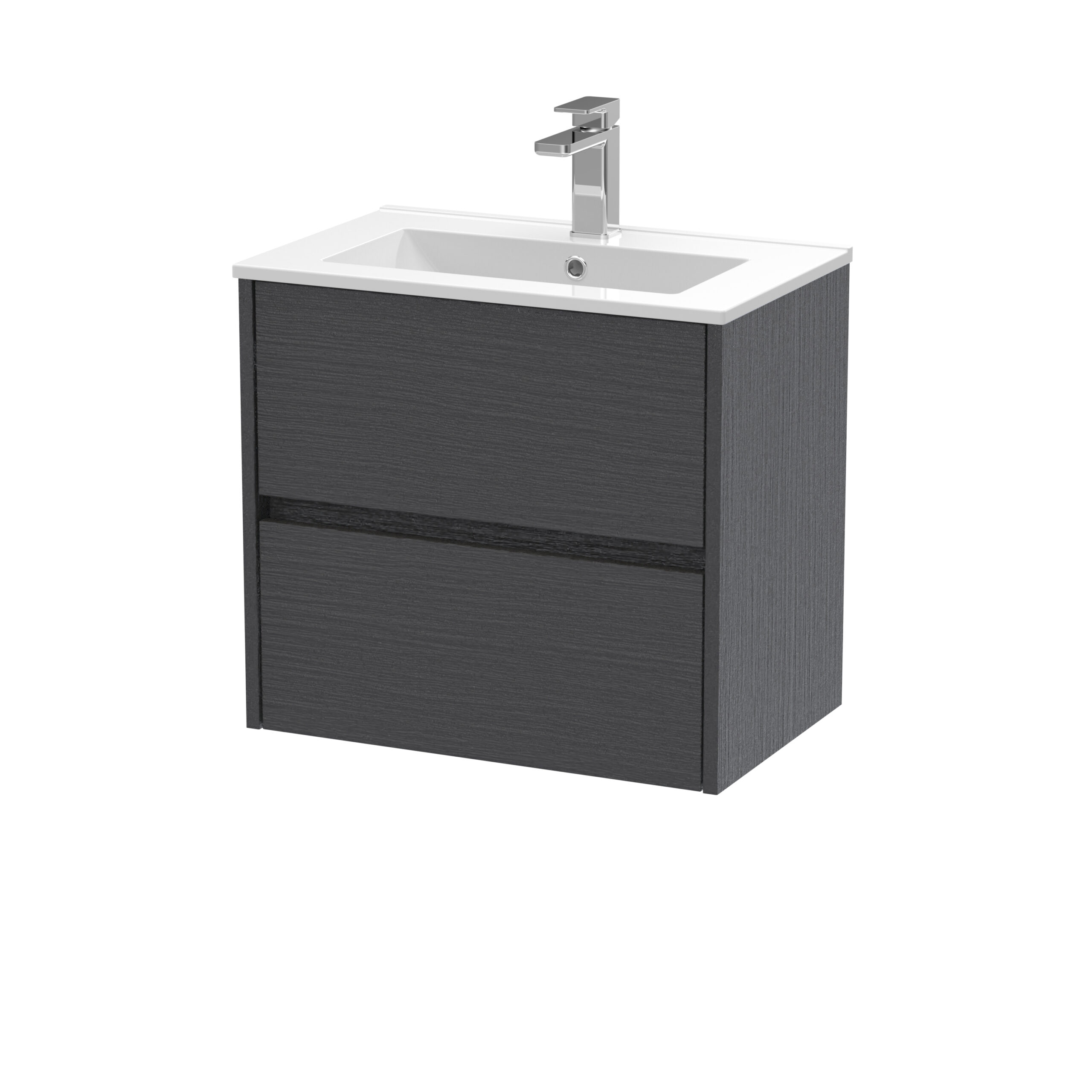 Nuie 600mm Wall Hung 2 Drawer Unit & Basin 2 HAV2204B