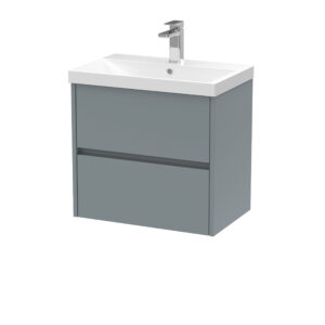 Nuie 600mm Wall Hung 2 Drawer Unit & Basin 3 HAV2304D