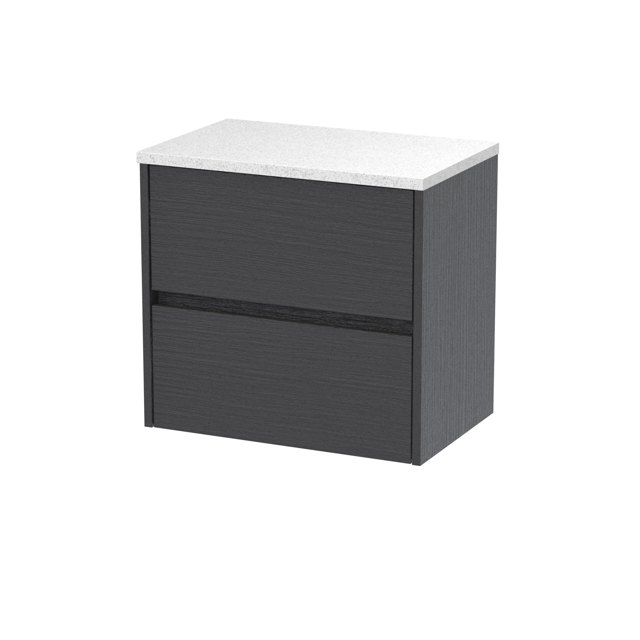 Nuie 600mm Wall Hung 2 Drawer Unit & Worktop HAV2204LSW