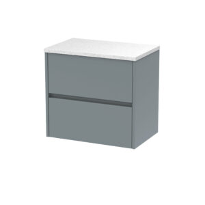 Nuie 600mm Wall Hung 2 Drawer Unit & Worktop HAV2304LSW