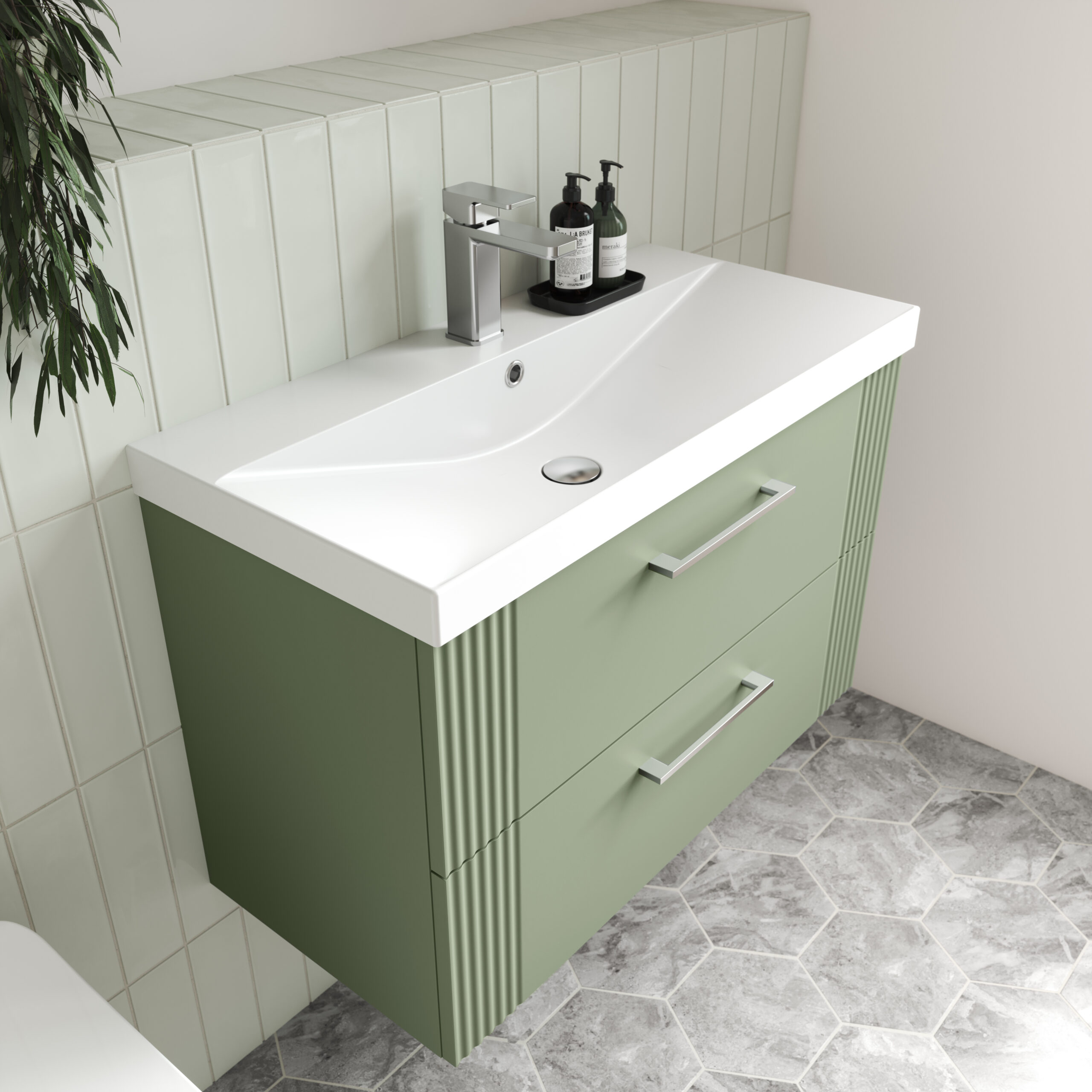 Nuie 600mm Wall Hung 2 Drawer Vanity & Basin 3 DPF893D - Image 2