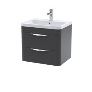 Nuie 600mm Wall Hung 2 Drawer Vanity & Ceramic Basin FPA1402A