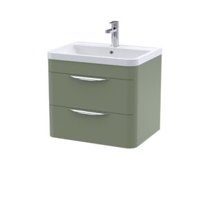 Nuie 600mm Wall Hung 2 Drawer Vanity & Ceramic Basin FPA802A