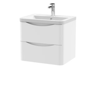 Nuie 600mm Wall Hung 2 Drawer Vanity & Ceramic Basin LUN102A