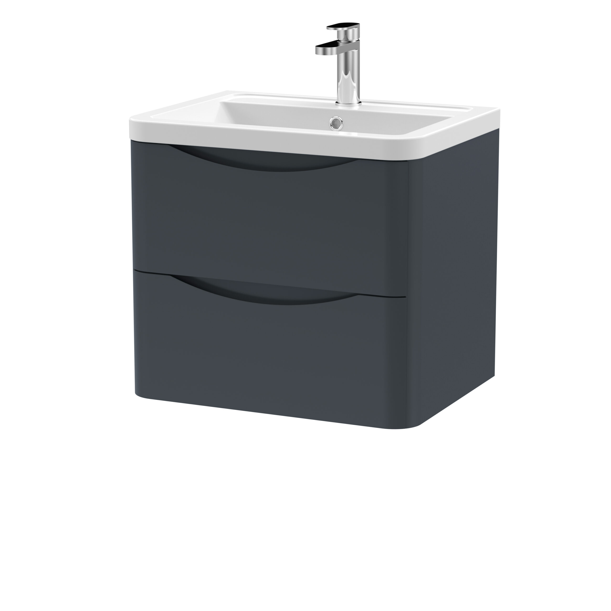Nuie 600mm Wall Hung 2 Drawer Vanity & Ceramic Basin LUN1402A