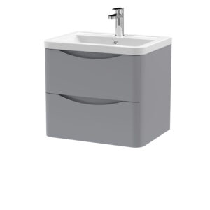 Nuie 600mm Wall Hung 2 Drawer Vanity & Ceramic Basin LUN202A