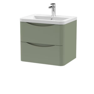 Nuie 600mm Wall Hung 2 Drawer Vanity & Ceramic Basin LUN802A
