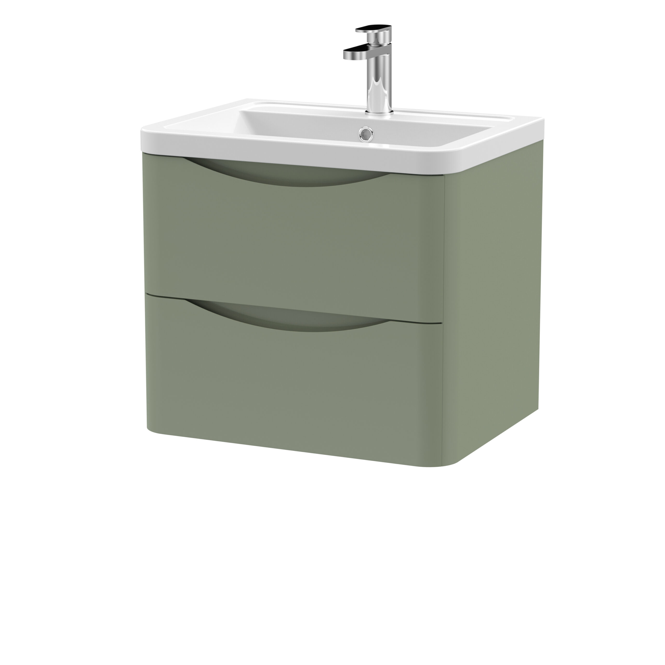 Nuie 600mm Wall Hung 2 Drawer Vanity & Ceramic Basin LUN802A
