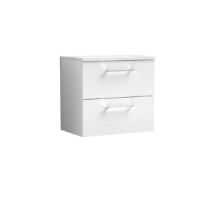 Nuie 600mm Wall Hung 2 Drawer Vanity & Laminate Top ARN124LSW