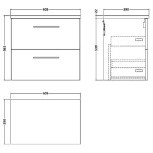 Nuie-600mm-Wall-Hung-2-Drawer-Vanity-Laminate-Top-ARN2524LSB-3