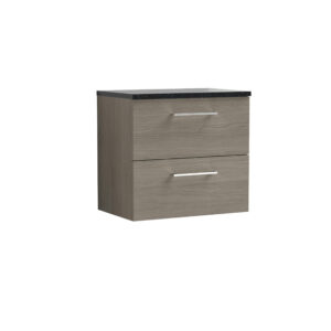 Nuie 600mm Wall Hung 2 Drawer Vanity & Laminate Top ARN2524LSB
