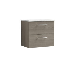 Nuie 600mm Wall Hung 2 Drawer Vanity & Laminate Top ARN2524LSW
