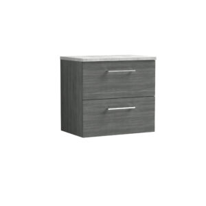 Nuie 600mm Wall Hung 2 Drawer Vanity & Laminate Top ARN524LBG