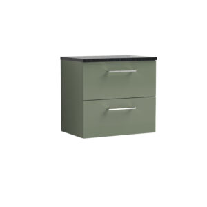 Nuie 600mm Wall Hung 2 Drawer Vanity & Laminate Top ARN824LSB