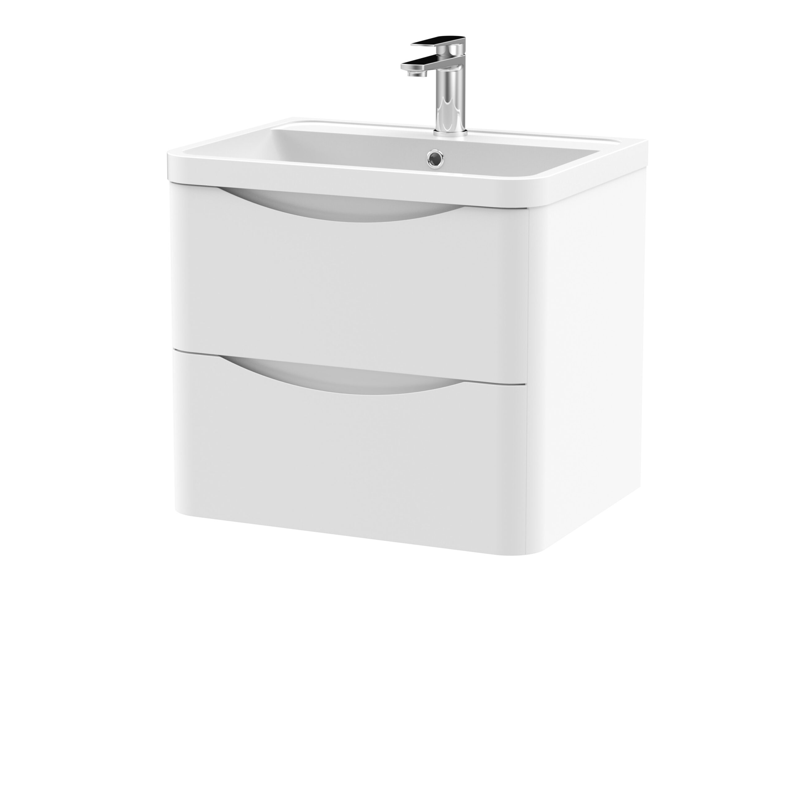 Nuie 600mm Wall Hung 2 Drawer Vanity & Polymarble Basin LUN102