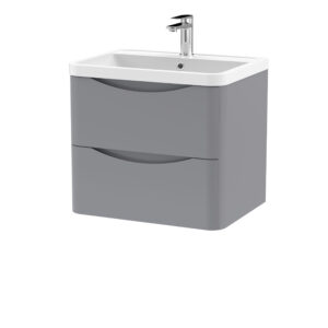Nuie 600mm Wall Hung 2 Drawer Vanity & Polymarble Basin LUN202