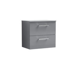 Nuie 600mm Wall Hung 2 Drawer Vanity & Worktop ARN2224W