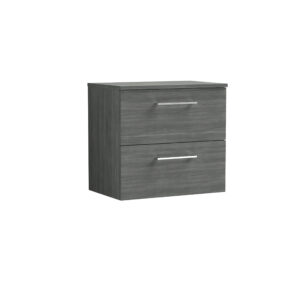 Nuie 600mm Wall Hung 2 Drawer Vanity & Worktop ARN524W