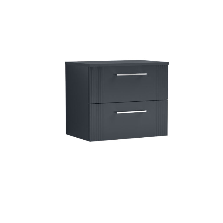 Nuie 600mm Wall Hung 2 Drawer Vanity & Worktop DPF1493W