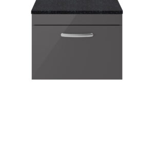 Nuie 600mm Wall Hung Cabinet With Sparkling Black Worktop ATH077LSB