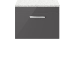 Nuie 600mm Wall Hung Cabinet With Sparkling White Worktop ATH077LSW