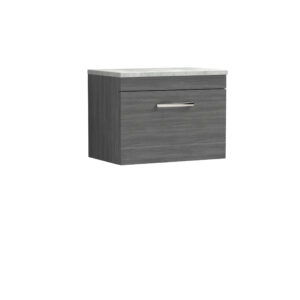 Nuie 600mm Wall Hung Vanity With Grey Worktop ATH039LBG