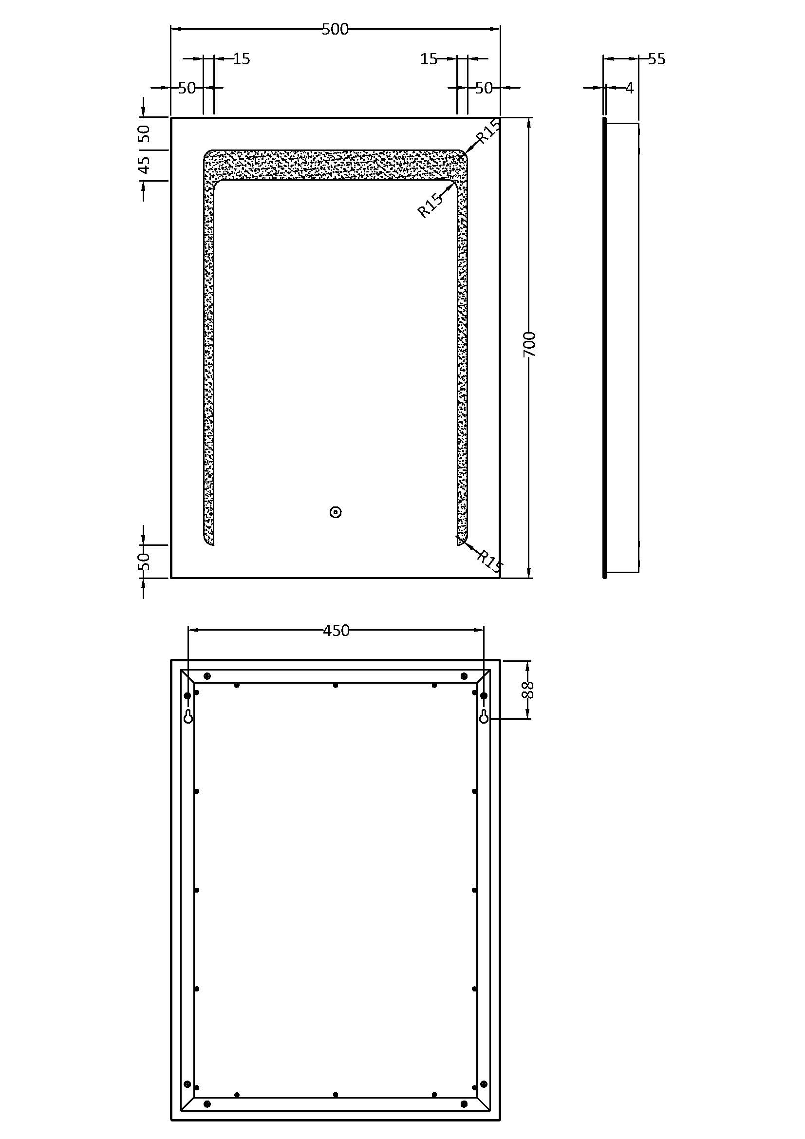 Nuie 700 x 500 LED Mirror LQ501 - Image 3