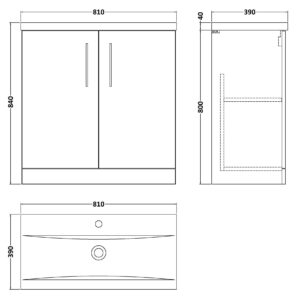 Nuie 800mm Floor Standing 2-Door Vanity & Basin 1 ARN2905A