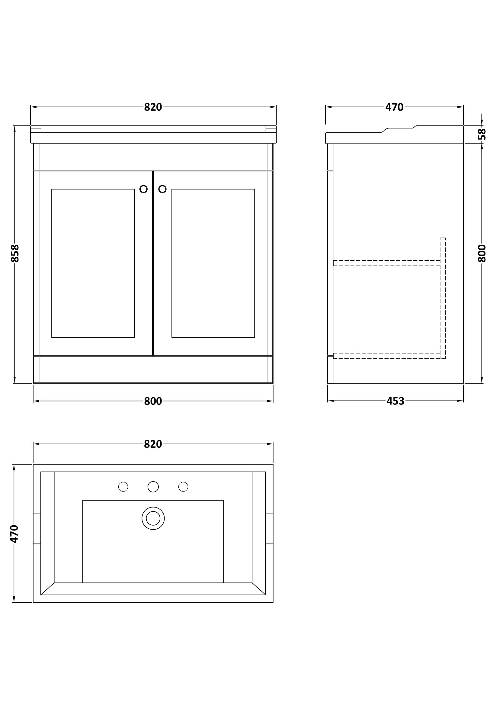 Nuie 800mm Floor Standing 2 Door Vanity & Basin 3TH CLC826G - Image 4