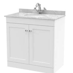 Nuie 800mm Floor Standing 2 Door Vanity & Marble Top 1TH CLC126GR1