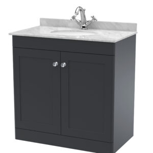 Nuie 800mm Floor Standing 2 Door Vanity & Marble Top 1TH CLC1426GR1