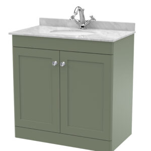Nuie 800mm Floor Standing 2 Door Vanity & Marble Top 1TH CLC826GR1