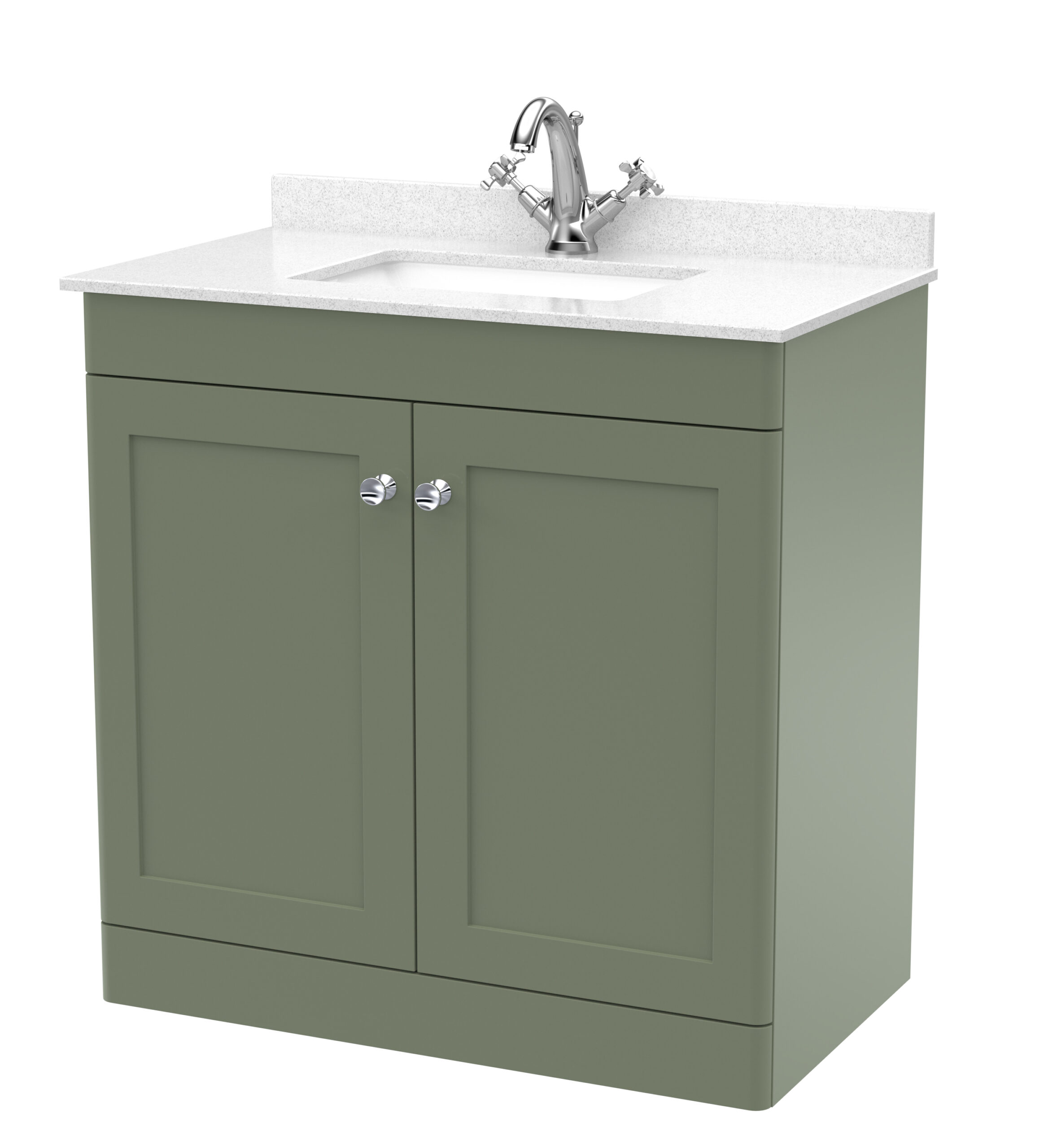 Nuie 800mm Floor Standing 2 Door Vanity & Marble Top 1TH CLC826WS1
