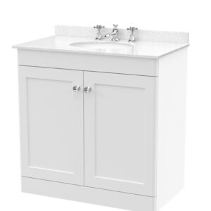 Nuie 800mm Floor Standing 2 Door Vanity & Marble Top 3TH CLC126WR3