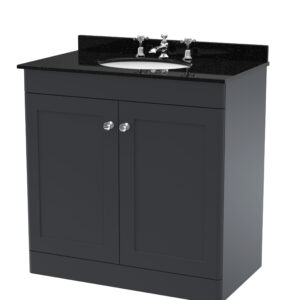 Nuie 800mm Floor Standing 2 Door Vanity & Marble Top 3TH CLC1426BR3