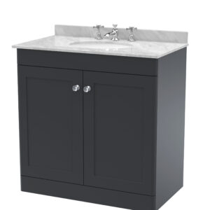 Nuie 800mm Floor Standing 2 Door Vanity & Marble Top 3TH CLC1426GR3