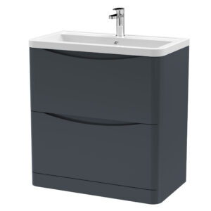 Nuie 800mm Floor Standing 2 Drawer Vanity & Ceramic Basin LUN1403A