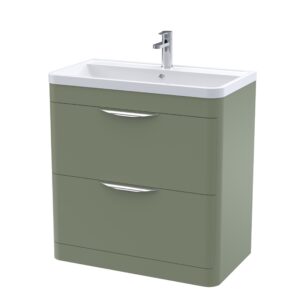 Nuie 800mm Floor Standing 2 Drawer Vanity & Polymarble Basin FPA804
