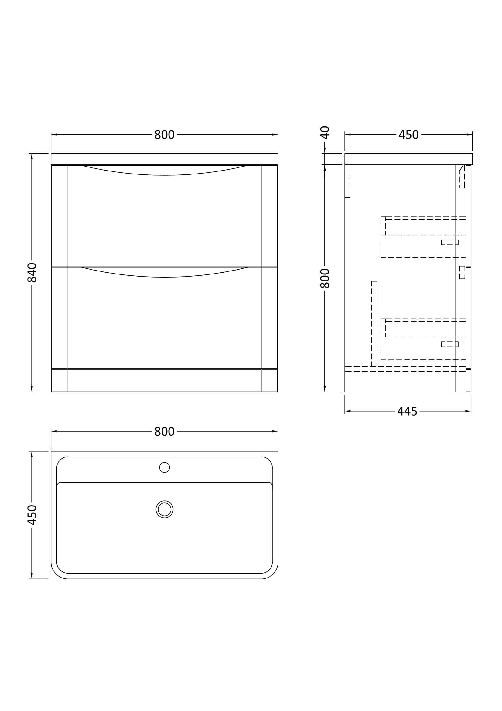 Nuie 800mm Floor Standing 2 Drawer Vanity & Polymarble Basin LUN303 - Image 3