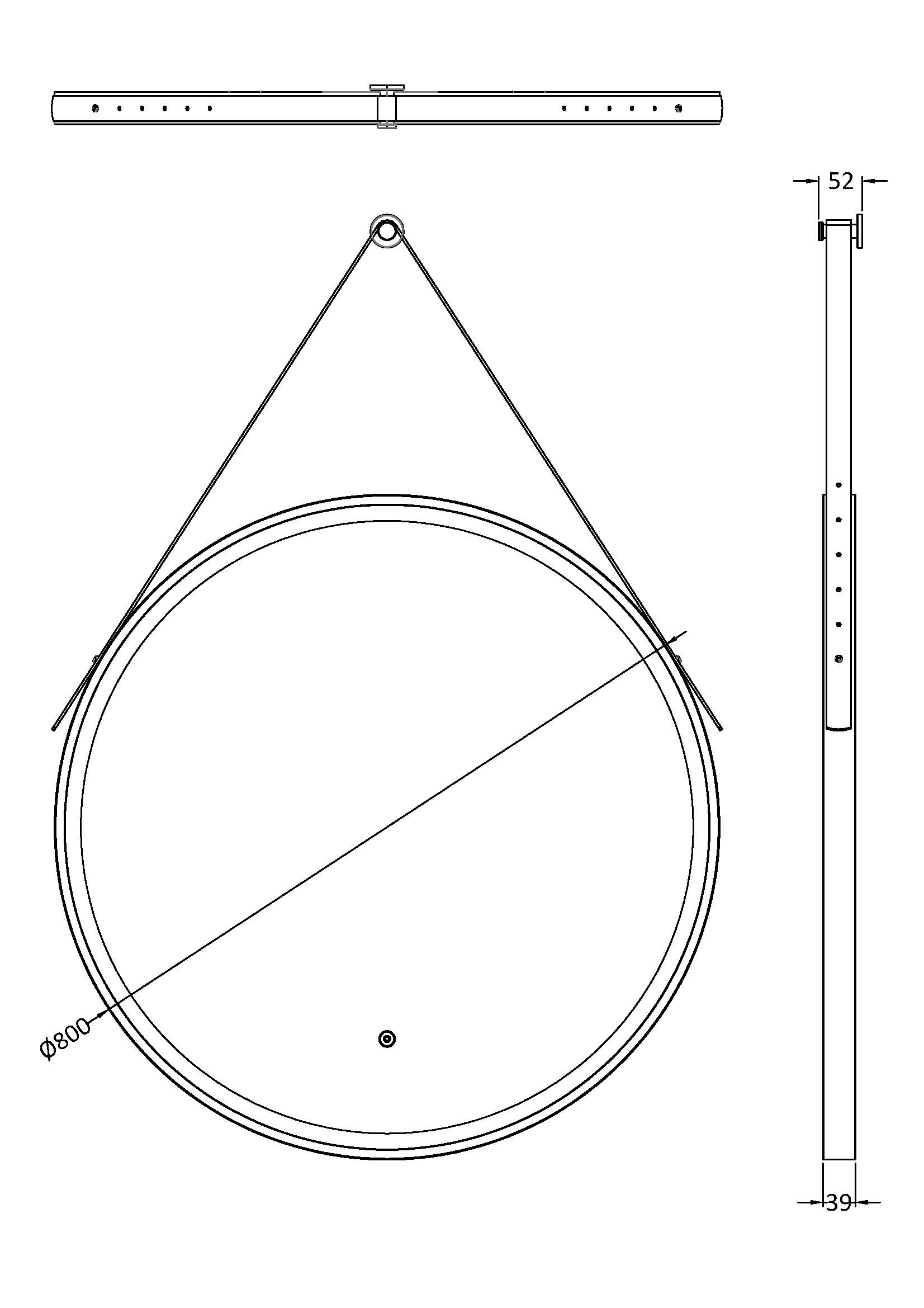 Nuie 800mm Round Illuminated Mirror LQ721 - Image 2