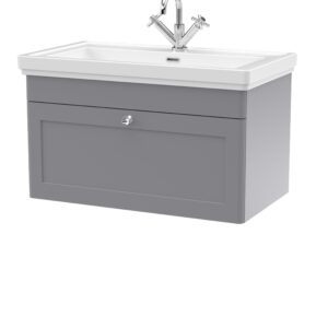 Nuie 800mm Wall Hung 1-Drawer Vanity & Basin 1TH CLC296A